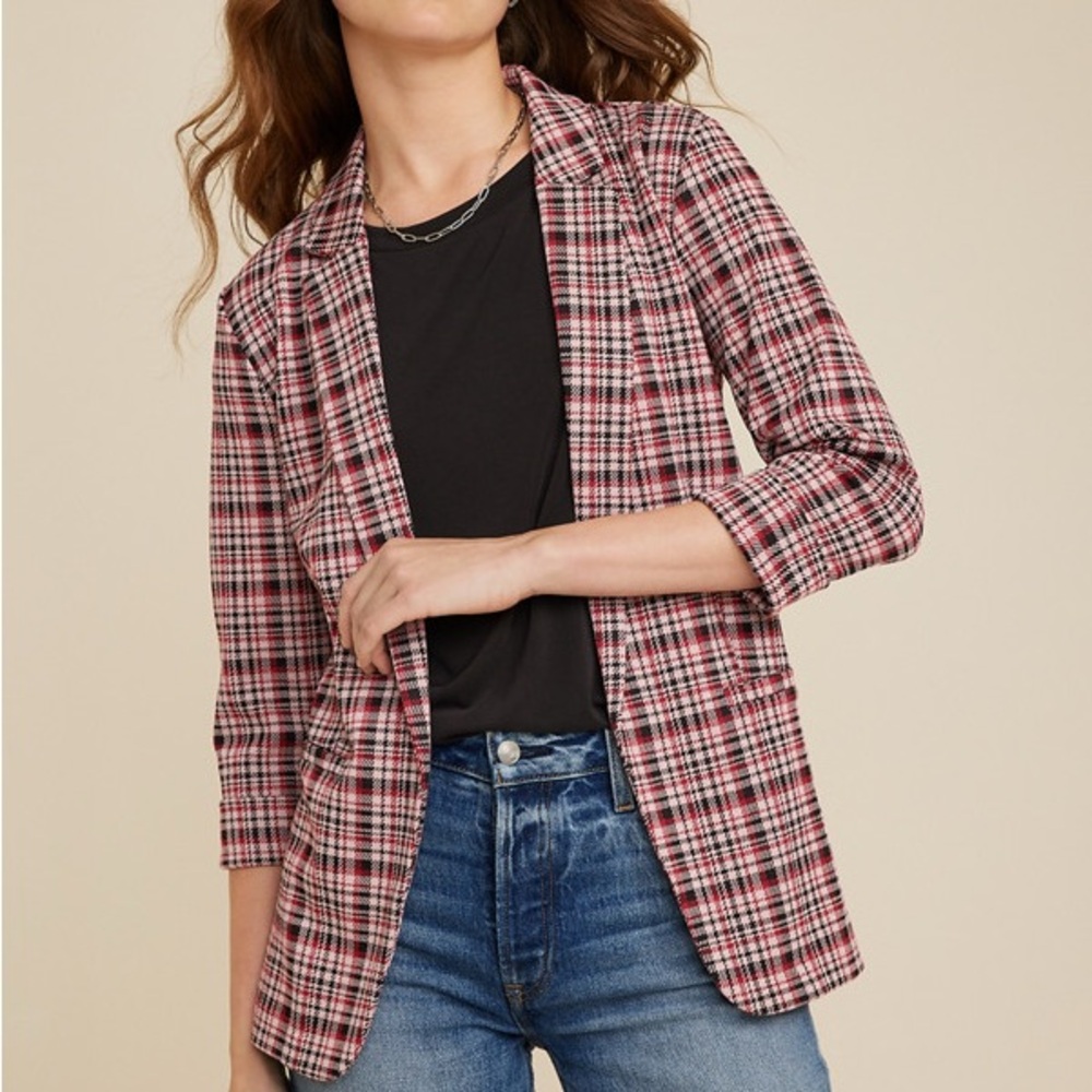 Maurices Checkered Red and Black Blazer